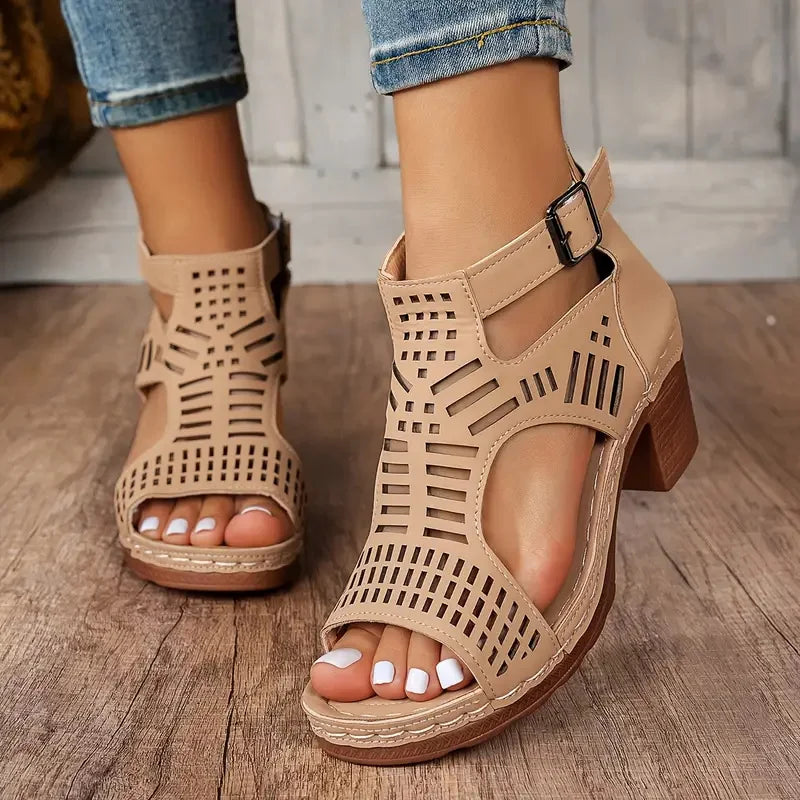 Sandales Femme Gladiateur Talon Plateforme Boucle – Élégantes Été & Casual | LuxVrouw