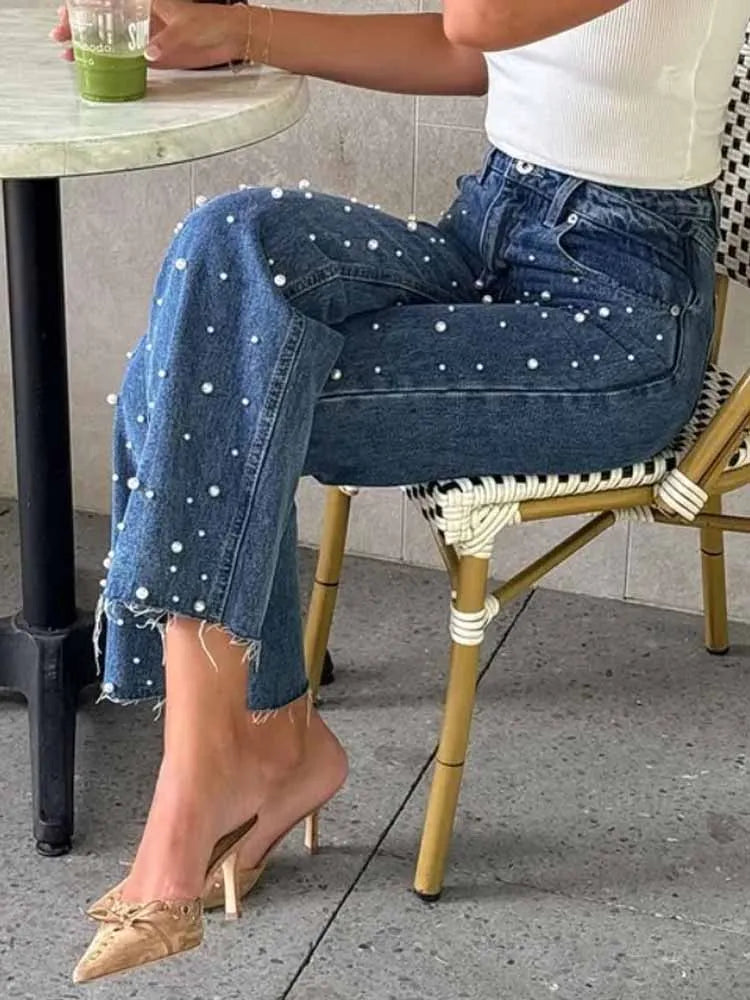 Jeans Woman High Waist Straight