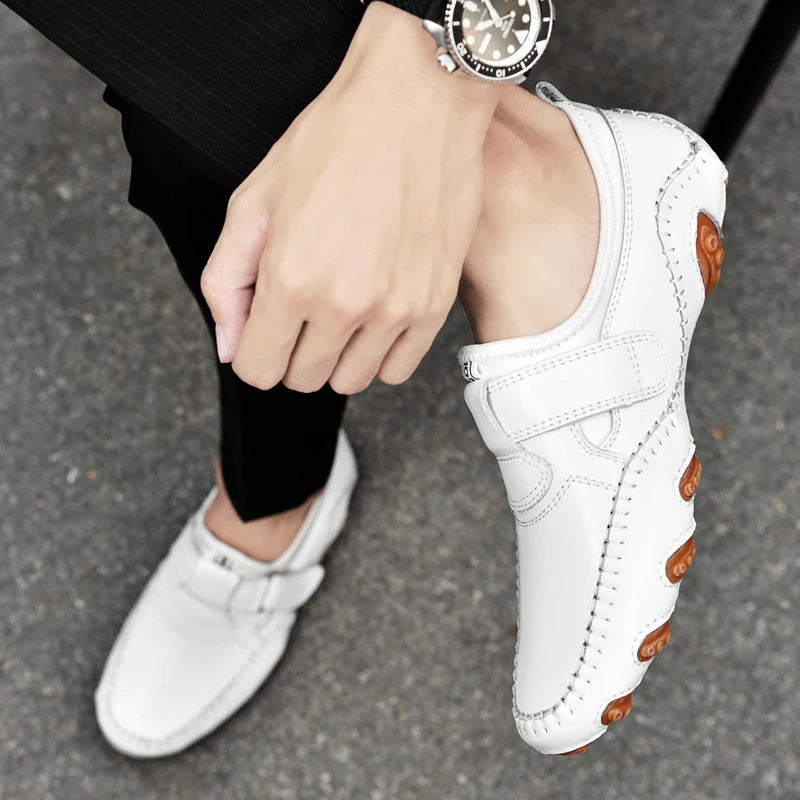 Mocassins Homme Cuir Blanc Yeinshaars – Confortables & Style Britannique | LuxVrouw LuxVrouw