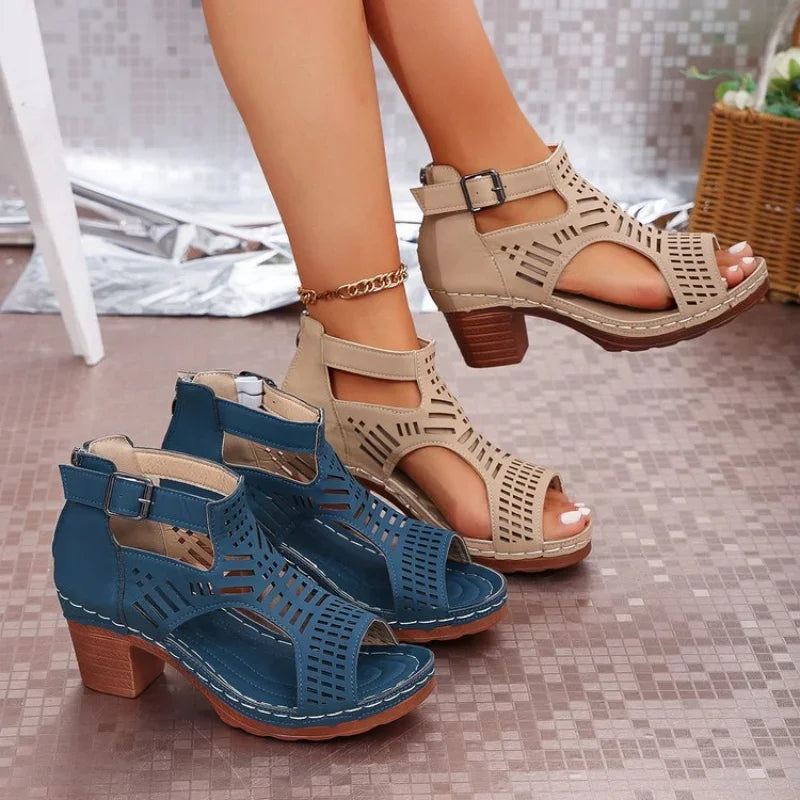 Sandales Femme Gladiateur Talon Plateforme Boucle – Élégantes Été & Casual | LuxVrouw