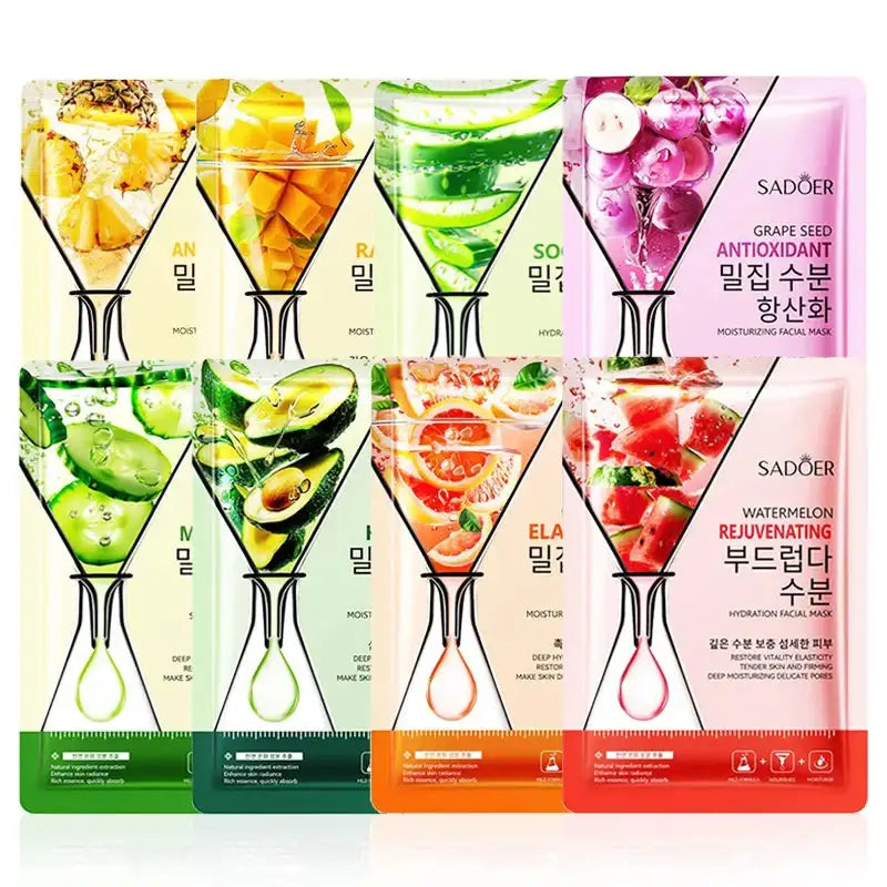 8pcs SADOER Fruits Face Mask for Facial Moisturizing Brightening Firming Hydrating Facial Masks Korean Skin Care Cosmetics LuxVrouw