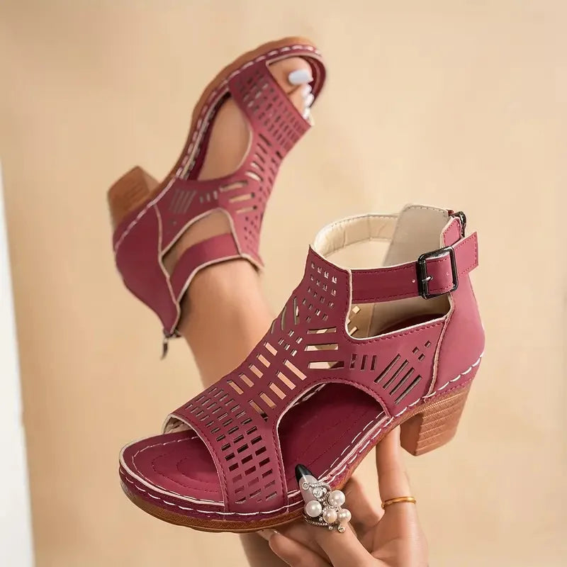 Sandales Femme Gladiateur Talon Plateforme Boucle – Élégantes Été & Casual | LuxVrouw