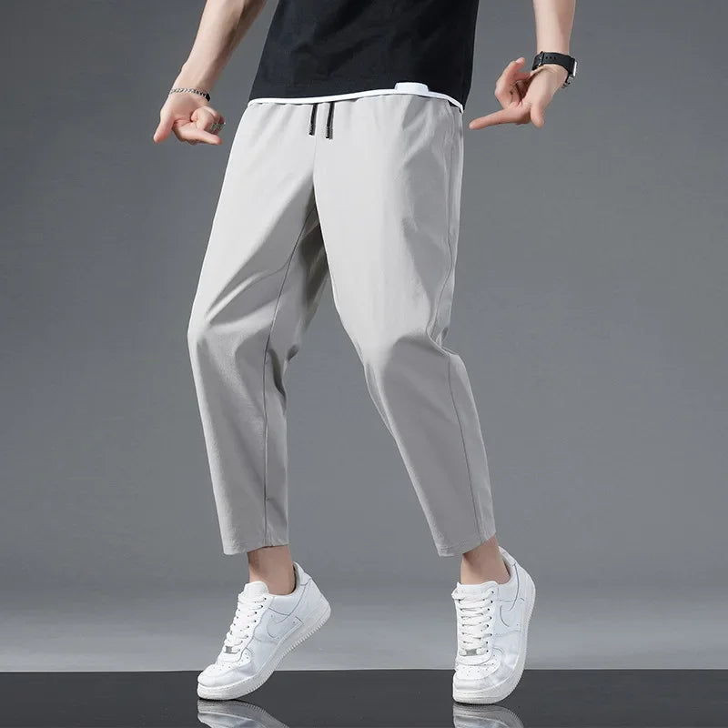 Pantalon Homme Grande Taille Ice Silk Séchage Rapide – Casual Été Taille Élastique | LuxVrouw