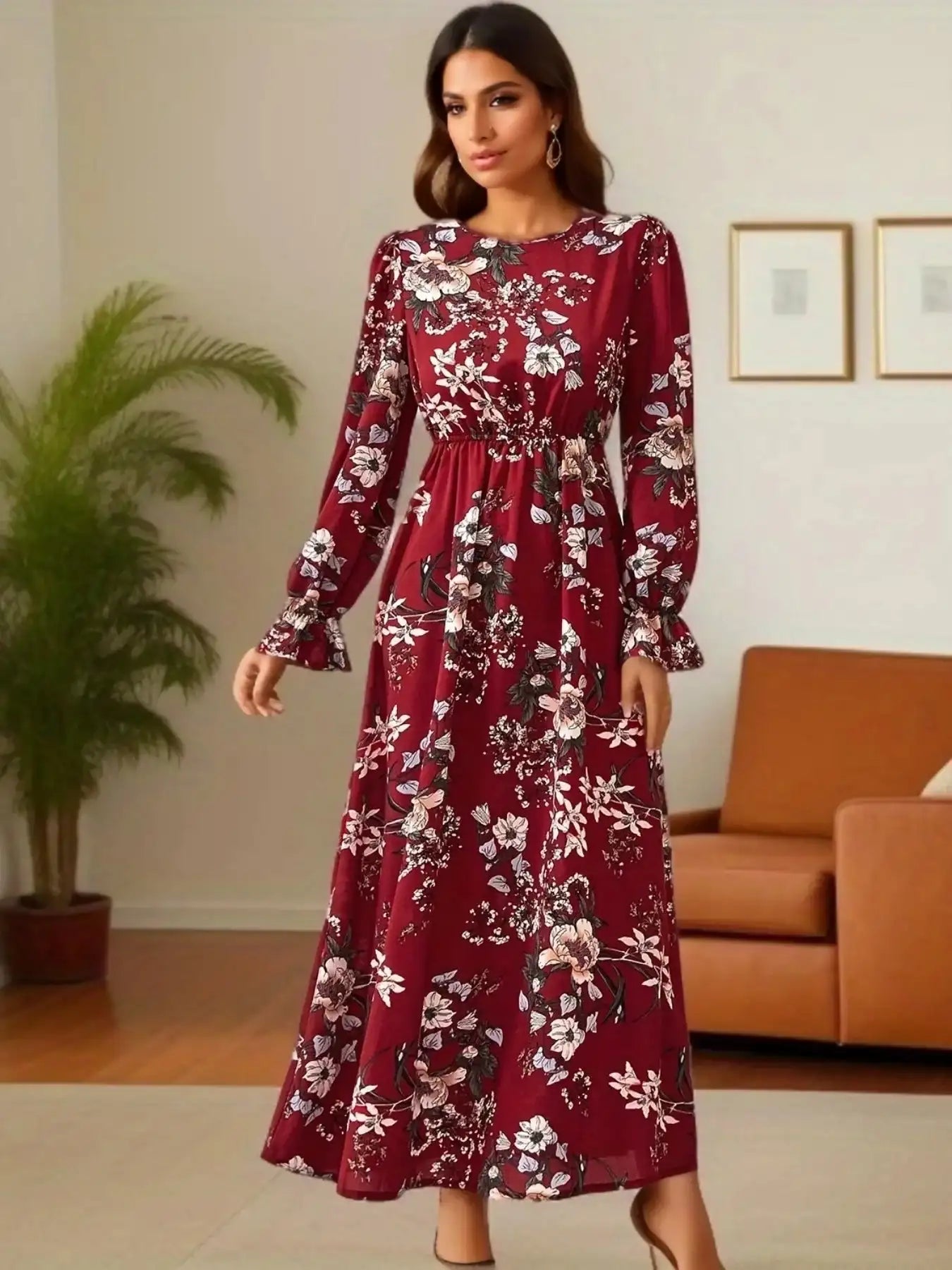 Women Dresses Long Sleeve  O Neck LuxVrouw