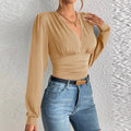 Robe Longue Manches Longues Col V – Luxe LuxVrouw