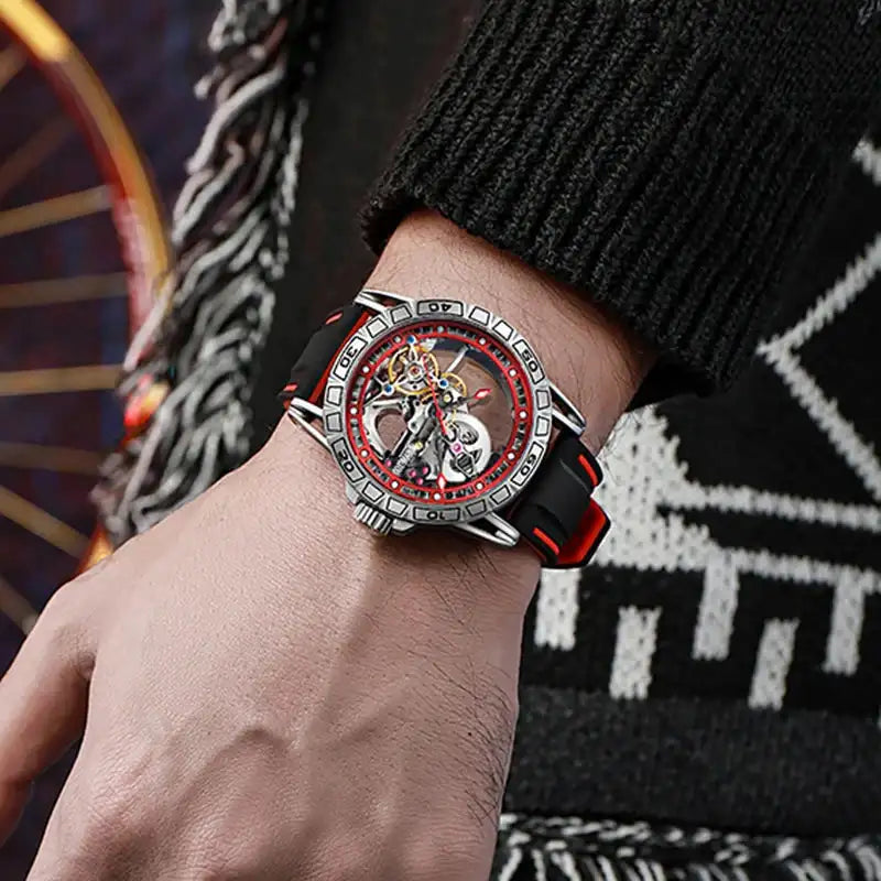 MUSANFIGO montre pour hommes entièrement automatique évidée avec mouvement mécanique, montre tendance étancheeuse pour hommes LuxVrouw