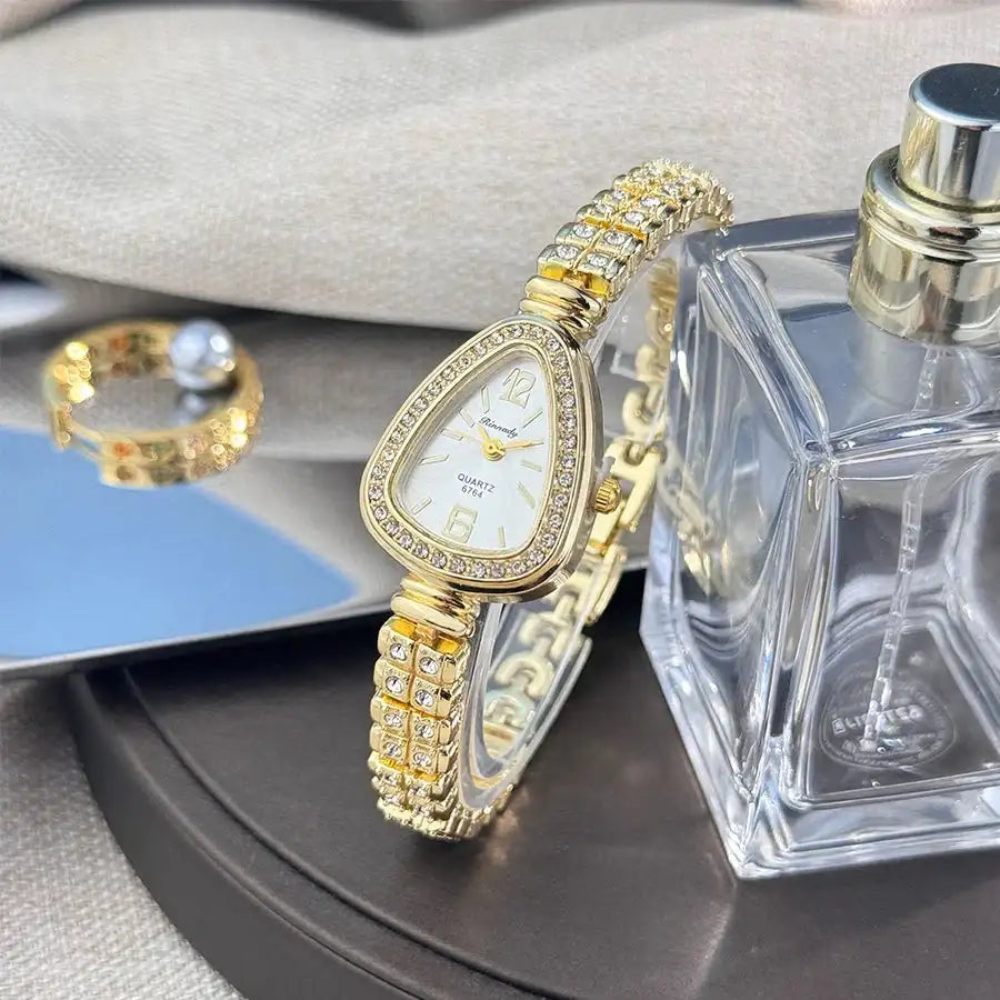Women's diamond-set snakehead alloy case Sun stripe stripe scale diamond-set fine bracelet quartz watch luxury women's watch LuxVrouw