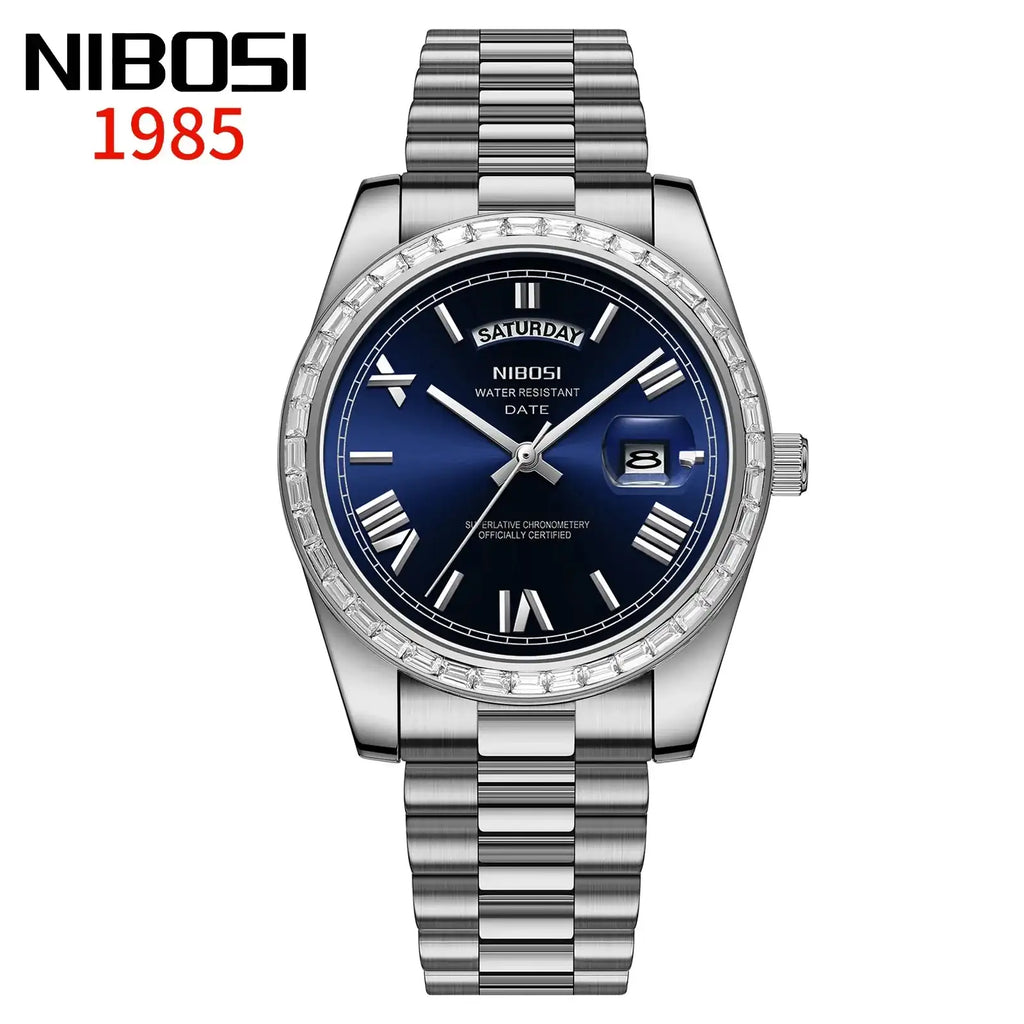 NIBOSI Brand Luxury New Watches For Man Waterproof Stainless Steel Men's Quartz Watch With Perpetual Calendar relógios masculino LuxVrouw