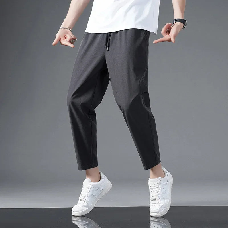 Pantalon Homme Grande Taille Ice Silk Séchage Rapide – Casual Été Taille Élastique | LuxVrouw