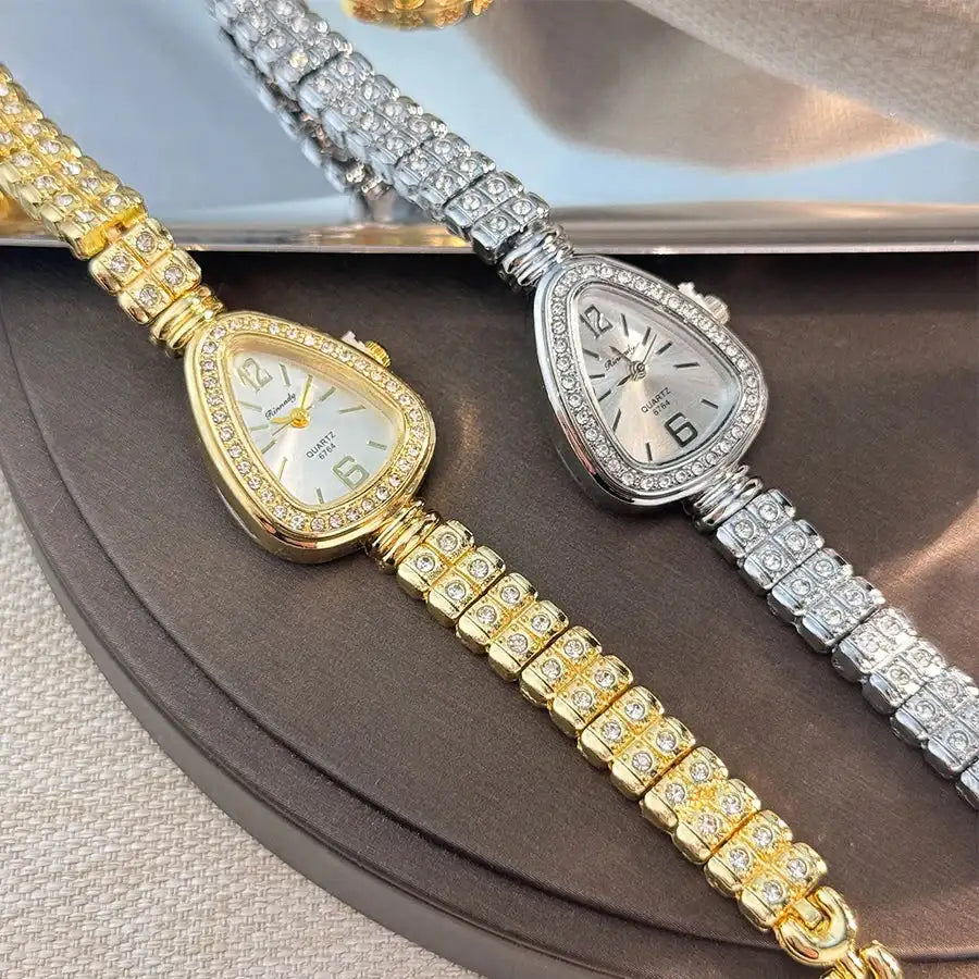 Women's diamond-set snakehead alloy case Sun stripe stripe scale diamond-set fine bracelet quartz watch luxury women's watch LuxVrouw