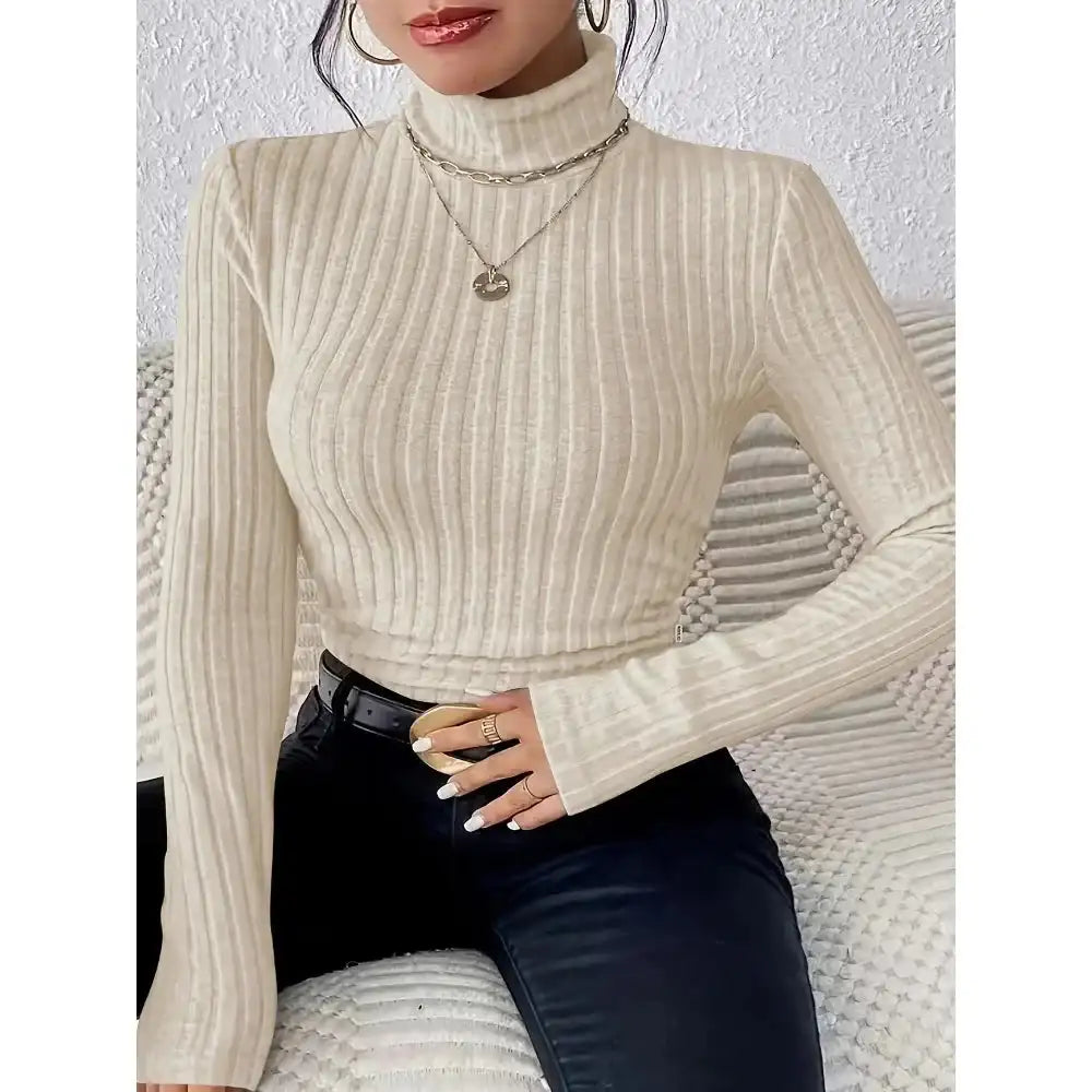 Puls Women's Slim Fit Ribbed Knit Long Sleeve Elegant LuxVrouw