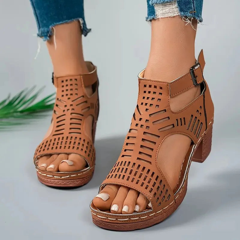 Sandales Femme Gladiateur Talon Plateforme Boucle – Élégantes Été & Casual | LuxVrouw