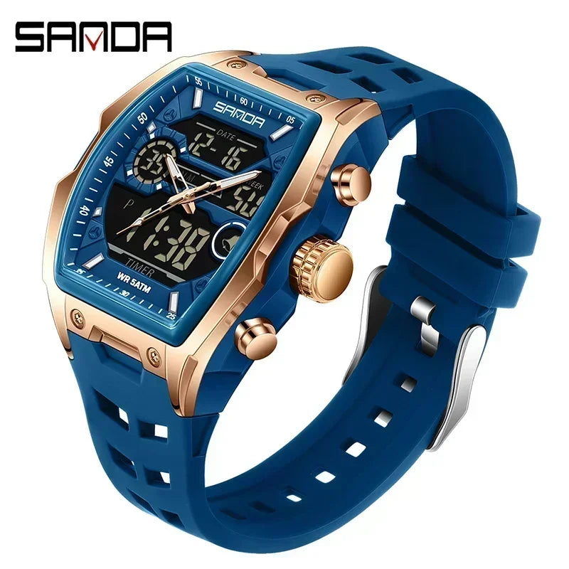 Montre Sport Homme Double Affichage Analogique-Digital – Militaire & Multifonction | LuxVrouw LuxVrouw