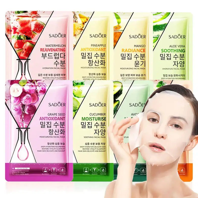 8pcs SADOER Fruits Face Mask for Facial Moisturizing Brightening Firming Hydrating Facial Masks Korean Skin Care Cosmetics LuxVrouw