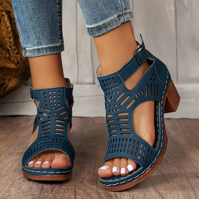 Sandales Femme Gladiateur Talon Plateforme Boucle – Élégantes Été & Casual | LuxVrouw