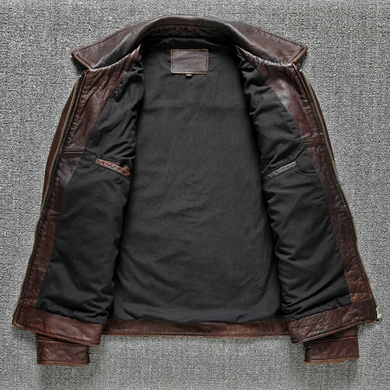 Veste Cuir Véritable Homme M65 Style Safari Vintage – Grande Taille Printemps & Automne | LuxVrouw