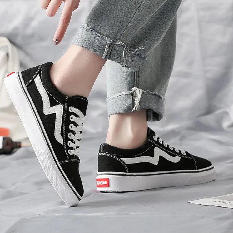 Baskets Toile Femme Plates Skateboard – Respirantes & Grande Taille | LuxVrouw