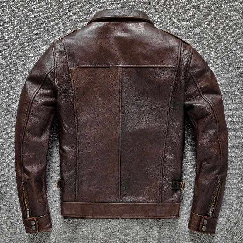 Veste Cuir Véritable Homme M65 Style Safari Vintage – Grande Taille Printemps & Automne | LuxVrouw